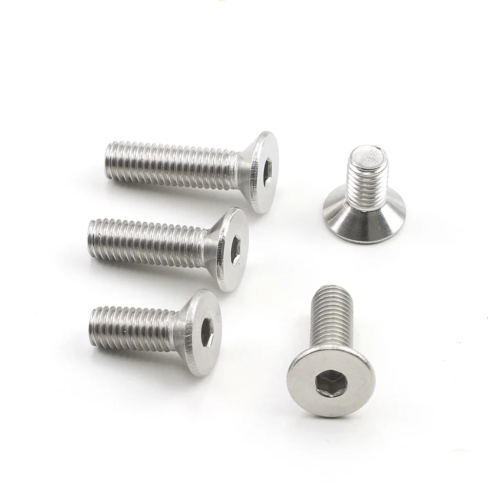 JUIDINTO 2-50pcs Flat Head Hexagon Socket Screw M2 M2.5 M3 M4 M5 M6 M8 M10 Stainless Steel Hex Allen Screw DIN7991