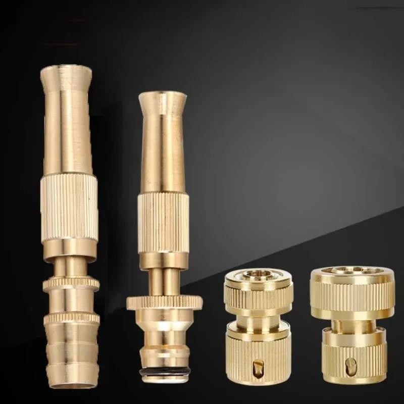 Spray Nozzle Water Gun Brass High Pressure Direct Spray Sprinkler Quick Connector Home Garden Hose Adjustable Gun