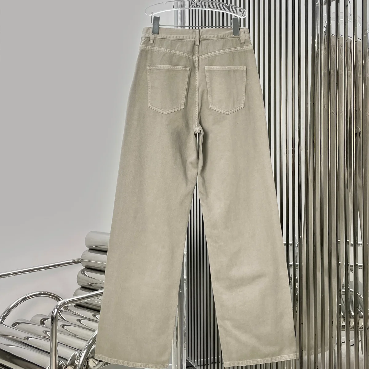 High Quality Women Solid Color Straight Wide Leg Pants Classic Five Pockets Button Zipper Casual Daily Trousers lyt127798