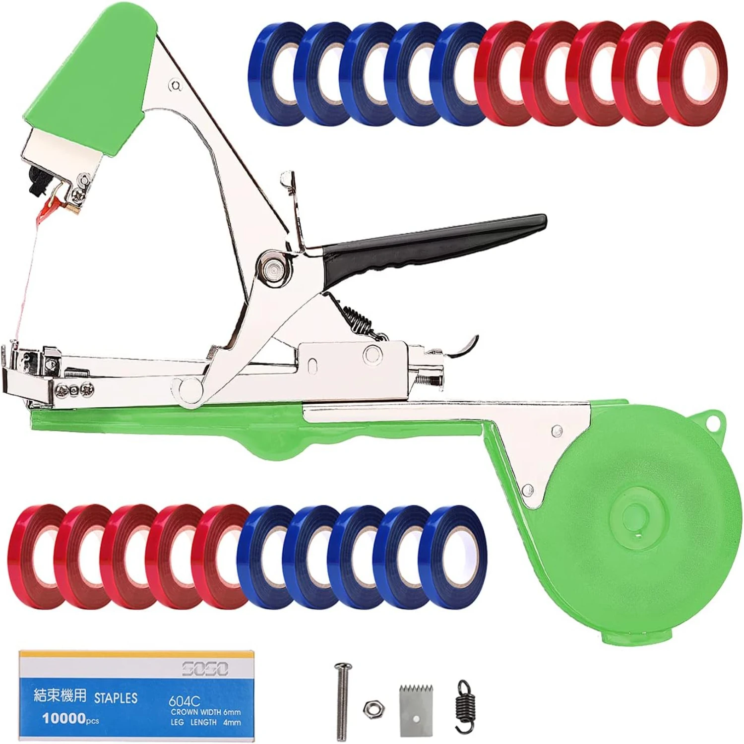 

"Tomato Plant Tying Machine: Durable, Efficient Tool for Grape, Cucumber, Pepper - 21 Rolls Tape, 1 Box Staples - Reliable, Long