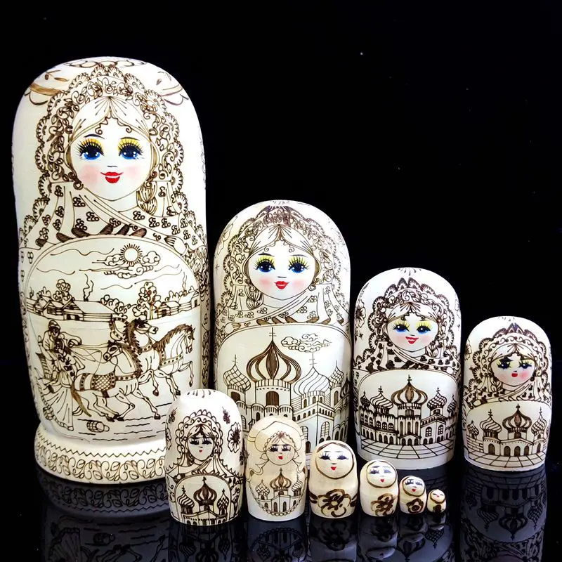 Matryoshka doll 10 layers of linden wood  of pure hand-painted handicrafts formaldehyde-free B18 doll