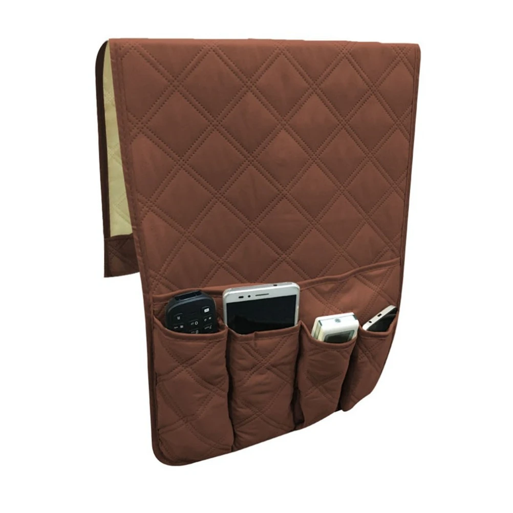 

1pc Felt Fabric Storage Bag Large Capacity Hanging Storage Bag Organizer For Bedside Dorm Car Hospital Use Dark Coffee