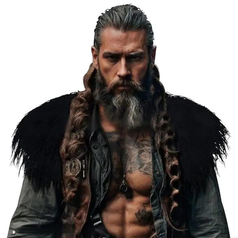 épaule médiévale en fausse fourrure pour le gros cosplay Cold temps événement extérieur 6xda