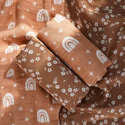 2pcs/set Bamboo Cotton Soft Baby Wrap Ins Baby Blanket 120*110cm Muslin Blanket