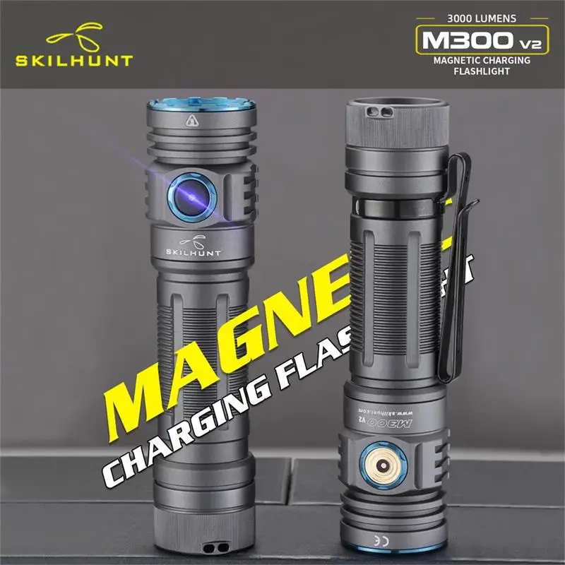 SKILHUNT M300 V2 3000 Lumens 21700 Magnetic USB Rechargeable LED Flashlight Super High-performance Outdoor Waterproof LED Torch