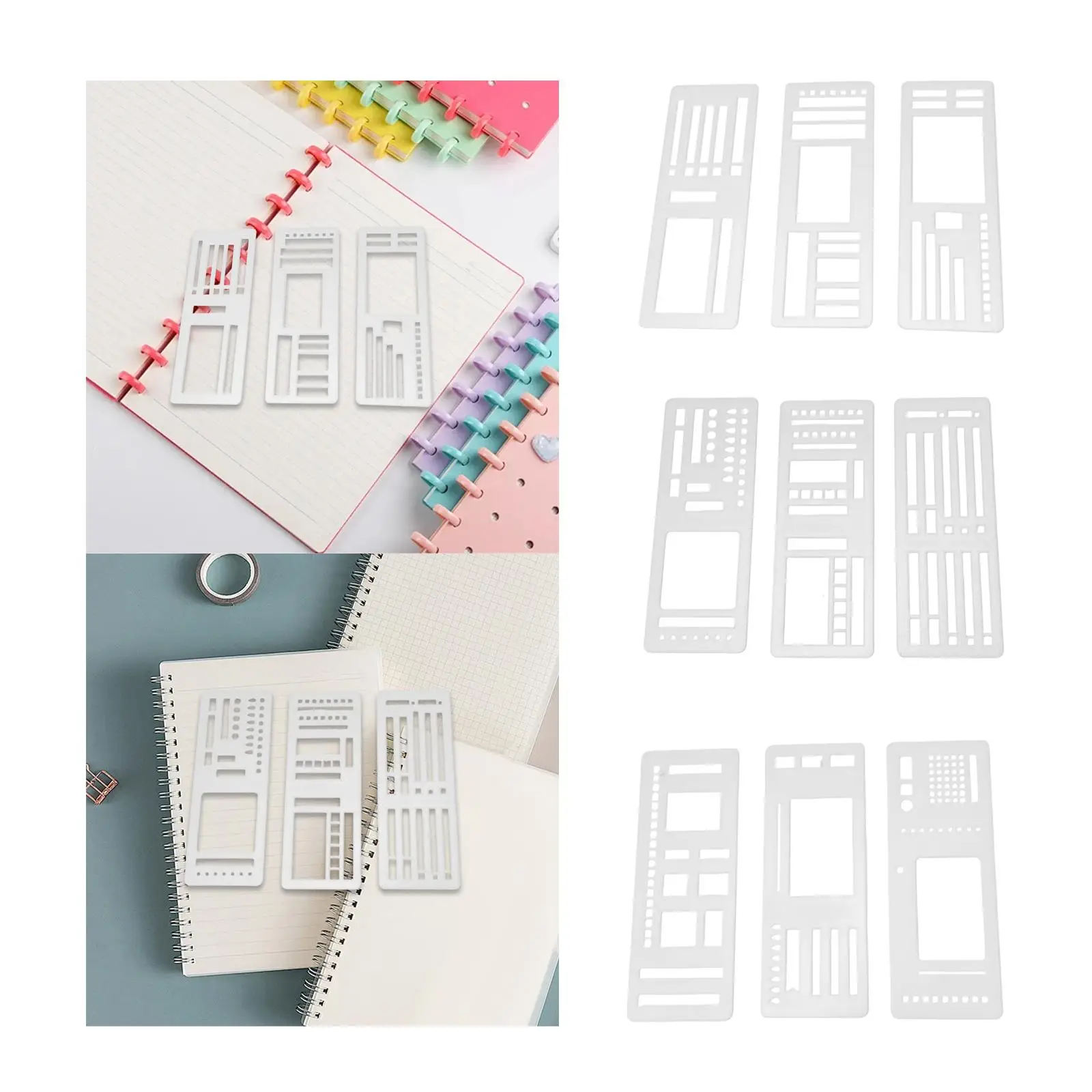 3 Pieces Journal Stencils Planner Stamps Diary Bookmark Scrapbook Lists Painting Crafts Compact Versatile for Lettering Writing