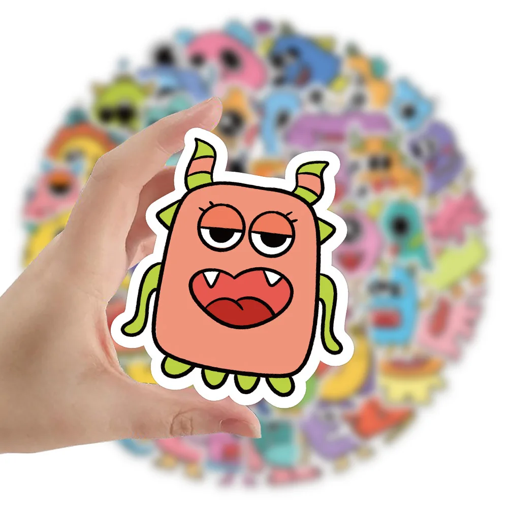 60/120Pcs INS Novelty Cute Kawaii Cartoon Little Monster Stickers PVC Waterproof Stickers Decals For Kids Boys Girls Toys Gifts