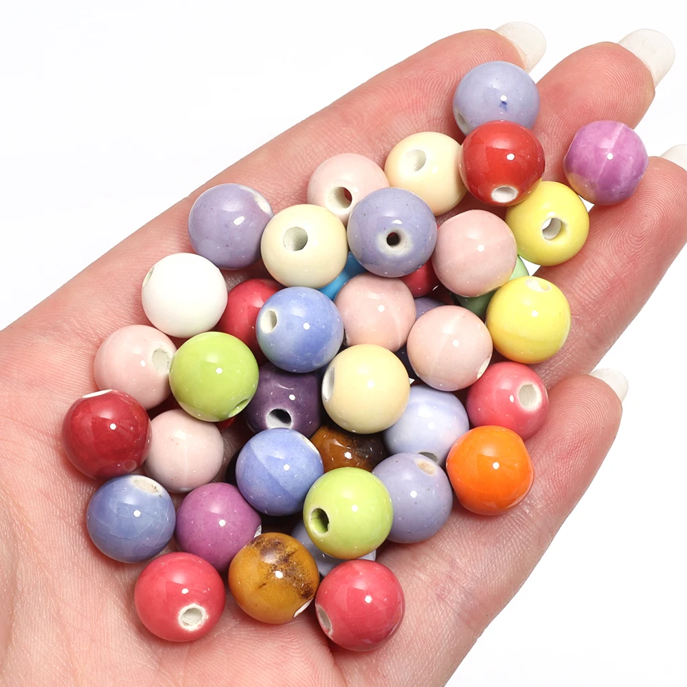 20pcs/lot 6/8/10mm Colorful Ceramic Beads Round Porcelain Beads Spacer Loose Beads For Jewelry Making DIY Necklace Bracelet