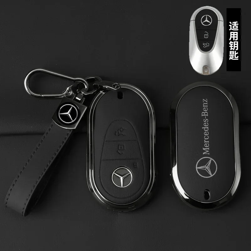 

Car Key Case Cover for Mercedes Benz 2022 C S Class W223 W206 S350 C260 C300 S400 S450 S500 Alloy Leather Shell Holder Protector