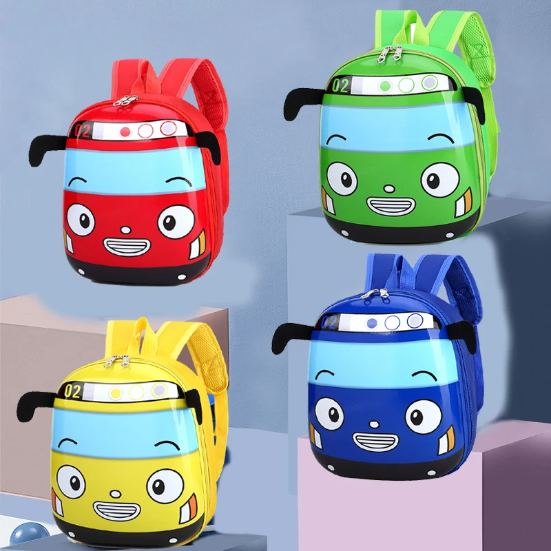 Tayo Cartoon Little Bus Schoolbag Bag Suitable For 1-6 Years Old Christmas Gifts New Cartoon Cute Car Backpack