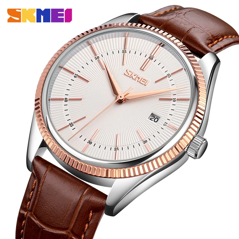 

SKMEI Sport Mens Watches Top Brand Luxury Leather Strap 5Bar Waterproof Quartz Wristwatches Relogio Masculino 9298 Montre Homme