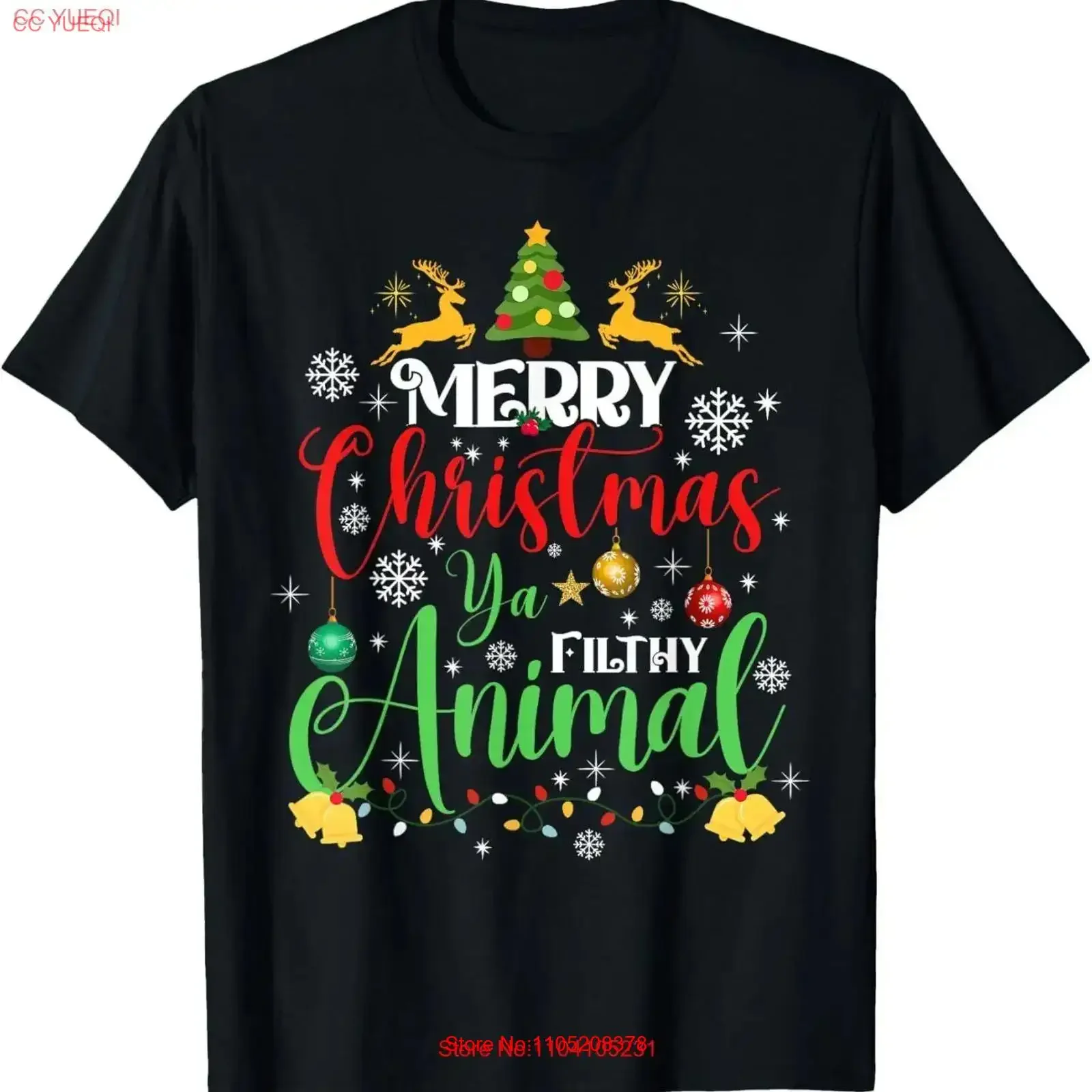 Merry Christmas Animal Filthy Ya Xmas Family Pajama T Shirt  vintage Washed designer clothes homme Casual streetwear Stylish