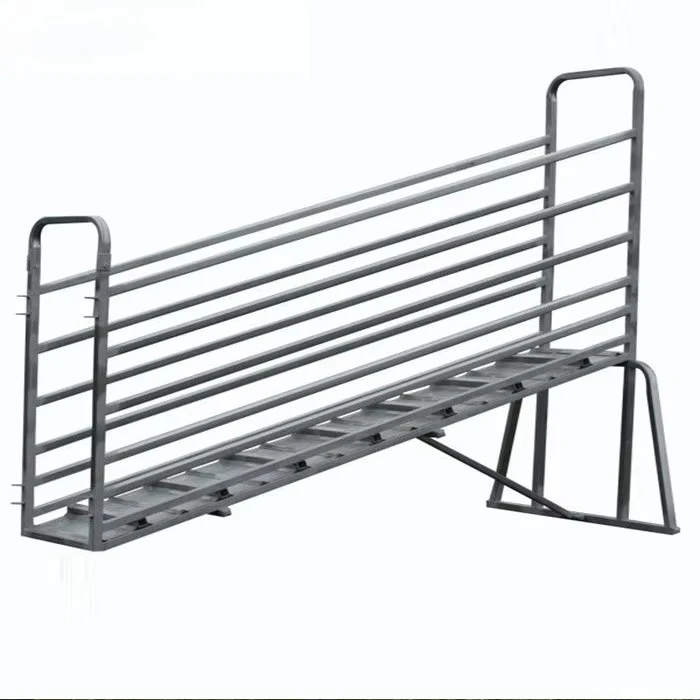 Hot dip galvanized adjustable mobile cow staircase loading ramp