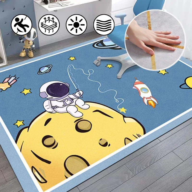 Modern Cartoon Style Carpet Personality Astronaut Pattern Design Non-slip Large Area Mats Living Room Decorative Bedroom Rug