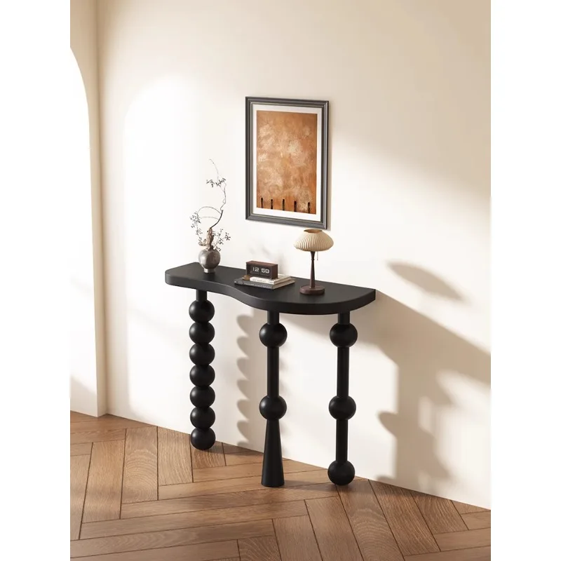 Black Narrow Entrance Table: Slim Foyer Table for Entryway Storage & Decoration