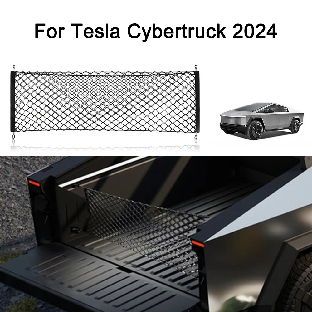 For Tesla Cybertruck 2024 Pocket Trunk Storage Luggage Net Pocket Trunk Storage Organizer Elastic Pocket Mesh Installation Kit