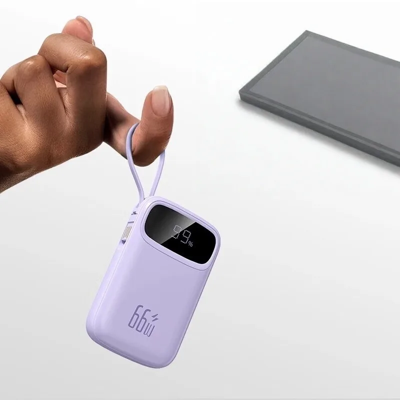 66W 20000mAh High-Capacity Fast Charging Power Bank Airline-Approved Built-in Cable Compact Portable Mobile Charger