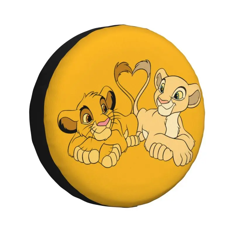 Custom Cute Cartoon Simba And Nala Tire Cover 4WD 4x4 Trailer The Lion King Spare Wheel Protector for Jeep Grand Cherokee