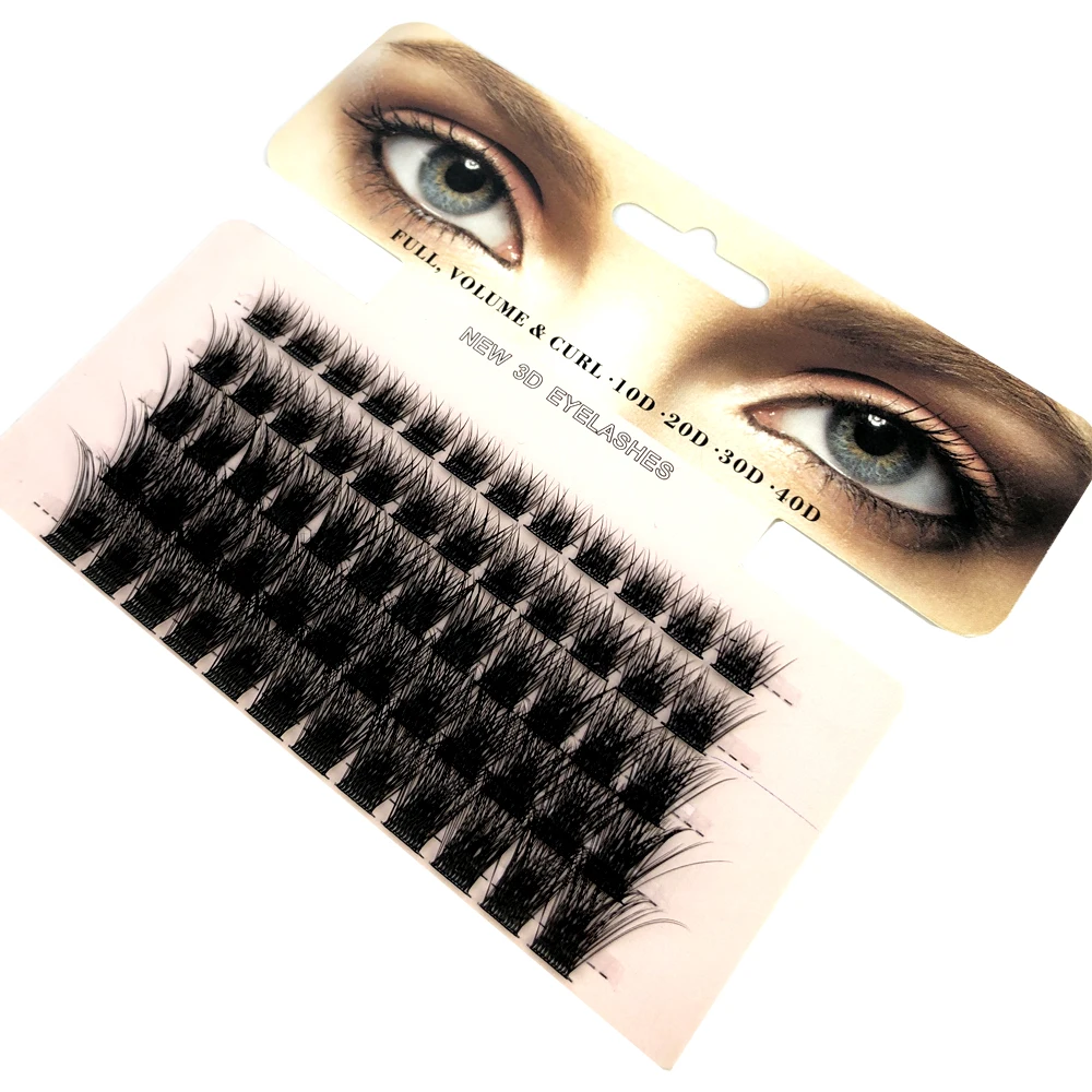 Mix 3D Fluffy Single Cluster Lashes Beauty Cilia Soft Ribbon Strip Segmented Eyelashes Extensions Custom Packaging False Eyelash