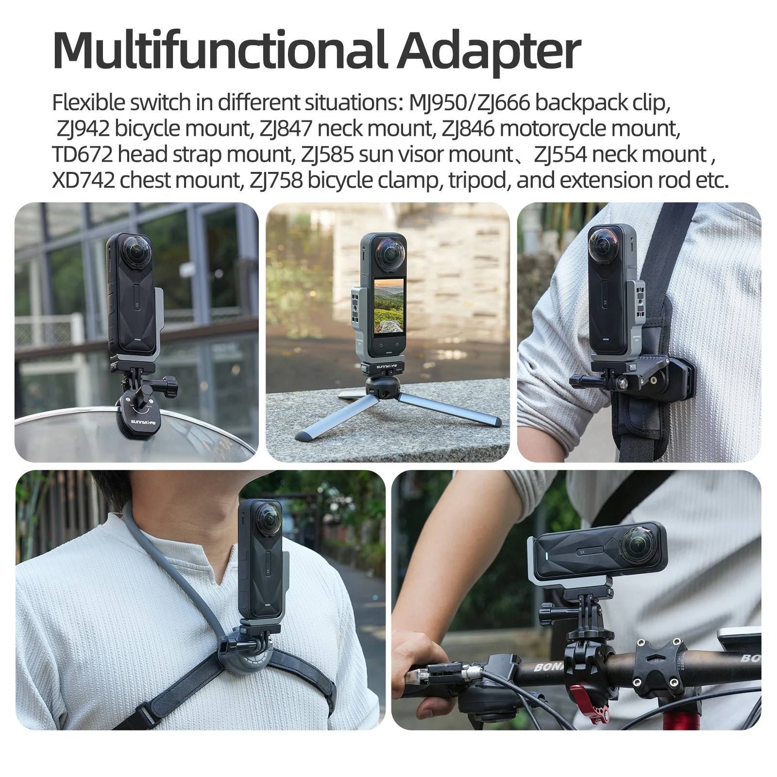 دعامة إطلاق النار لـ Insta360 X5/4، حامل توسيع تثبيت أفقي عمودي سريع الإصدار مع محول مغناطيسي