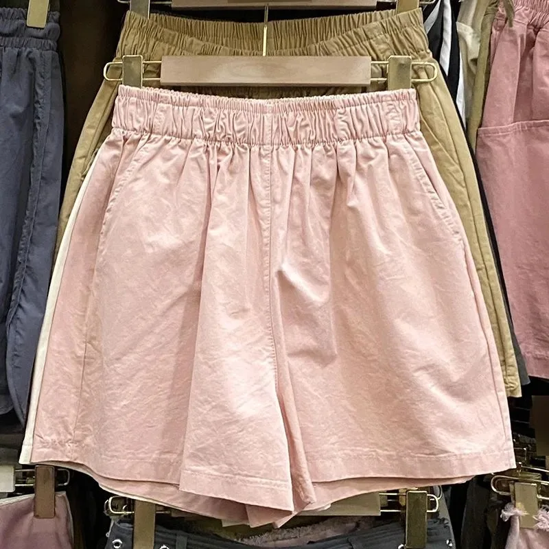 

Women's pure cotton summer new commuting high waist and thin casual solid color versatile A-word sweatpants casual shorts
