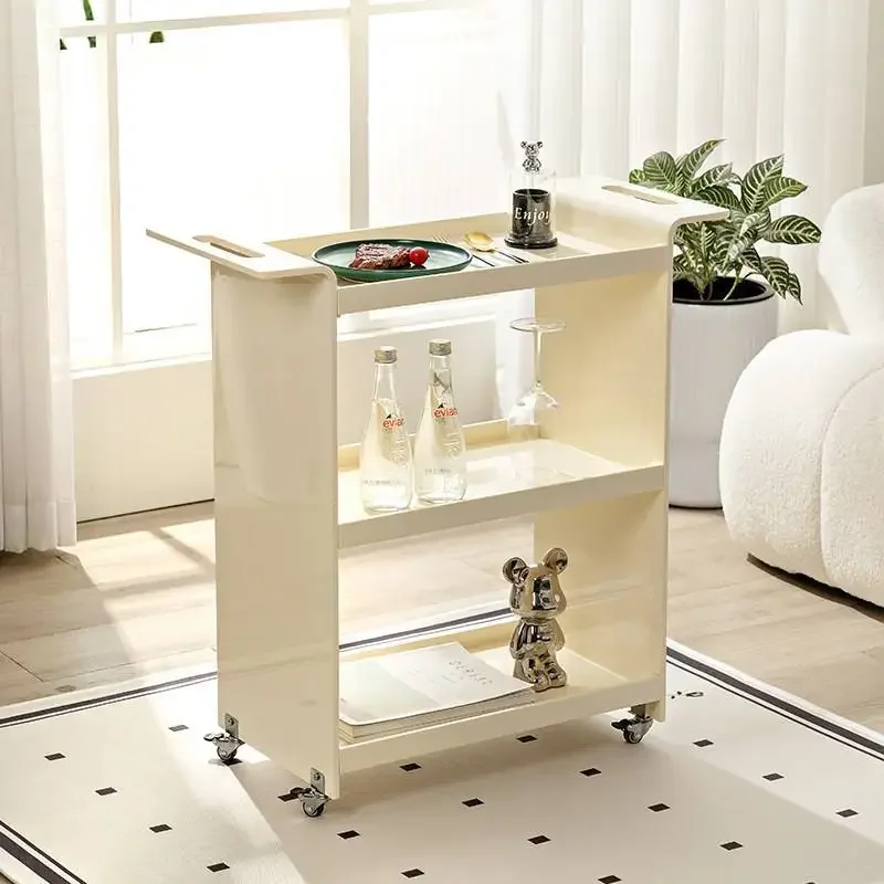 Nordic small cart storage rack floor standing bookshelf movable multi-layer living room organizer home storage solution