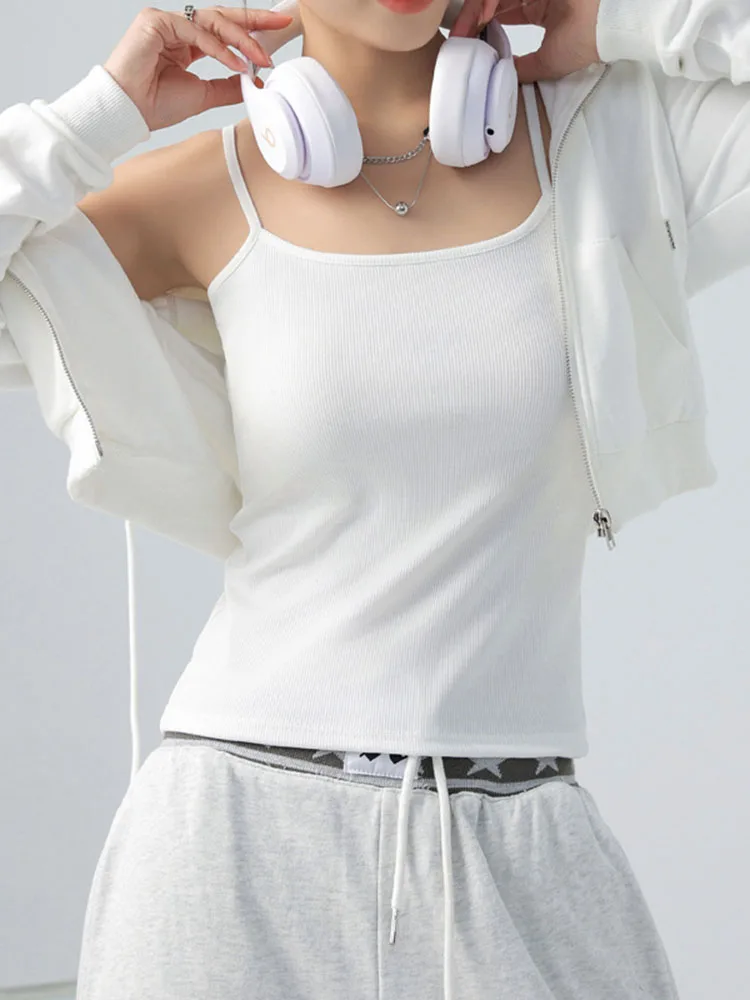 Sommer Basic Tanks Spaghetti Strap Camis Solide Stretch Tops für Frauen Ärmellose Slim Fit Basic Solide Strick Leibchen