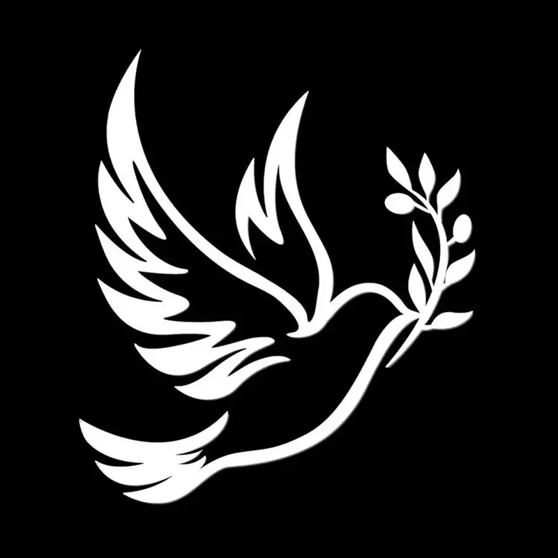 White Peace Dove And Olive Branch Vinyl Decals For Cars Trucks Windows Notebooks Etc Flat Available