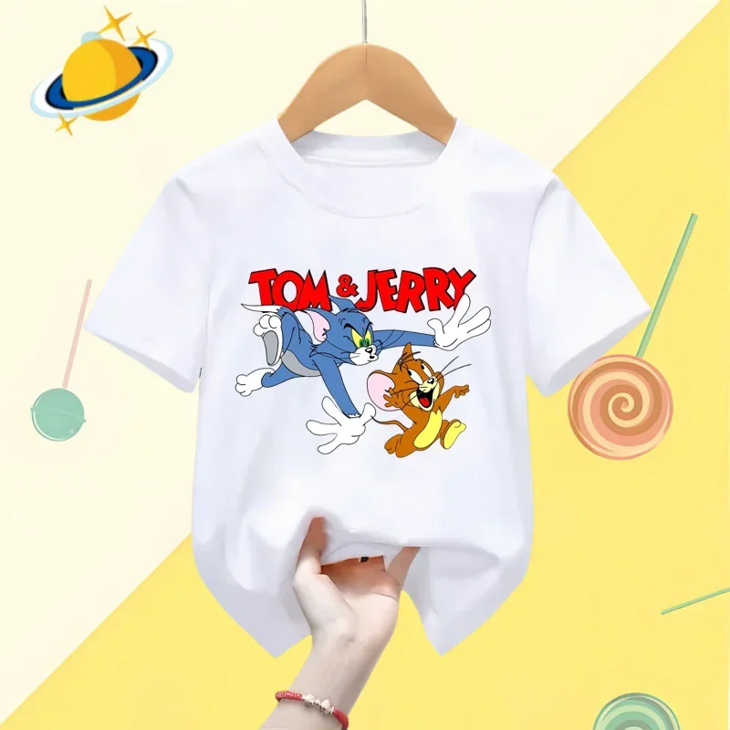 Tom and Jerry Tom and Jerry Kids T-shirt Anime Print Casual Top Boys Girls Sweatshirt Short sleeve baby clothing Disney