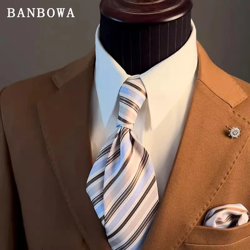 

New Summer 2025 Luxury Men's Tie - Wool Silk Blend, Business Casual Custom Necktie with Sky Blue Cloud Pattern