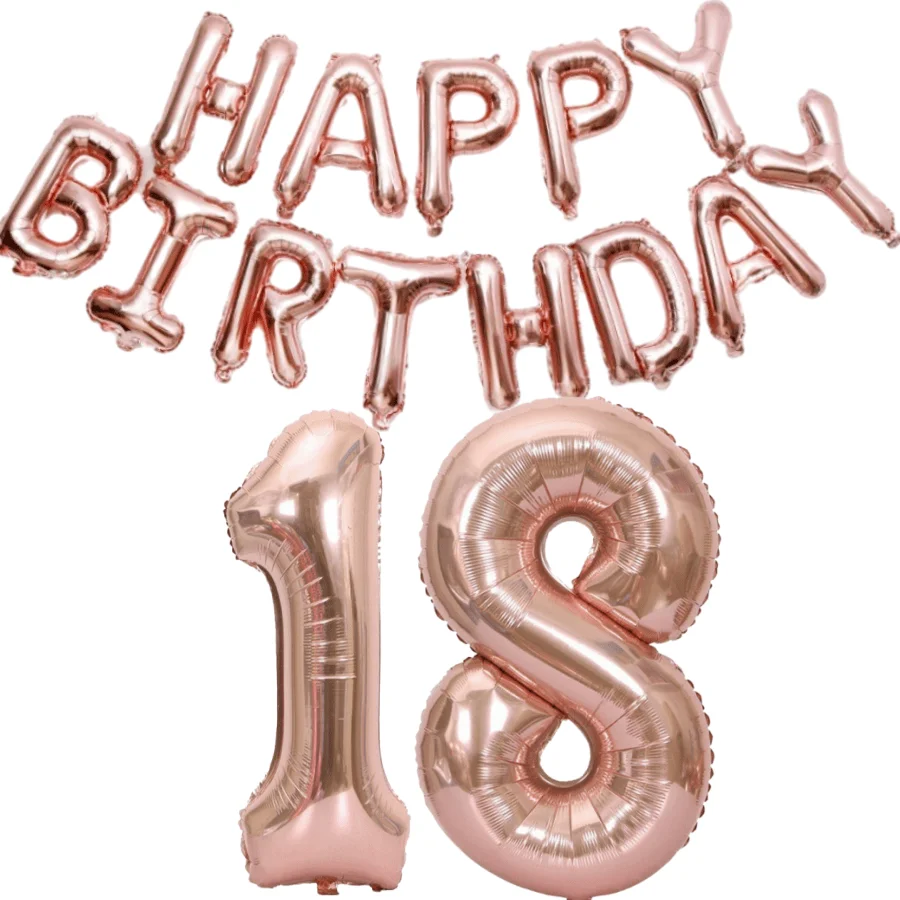 15pcs Happy Birthday Number Foil Balloon Kids Adult Party Simple Decorations Boy Girl 13 15 16 18 21 30 40 50 60 70 80 Year Old view 4