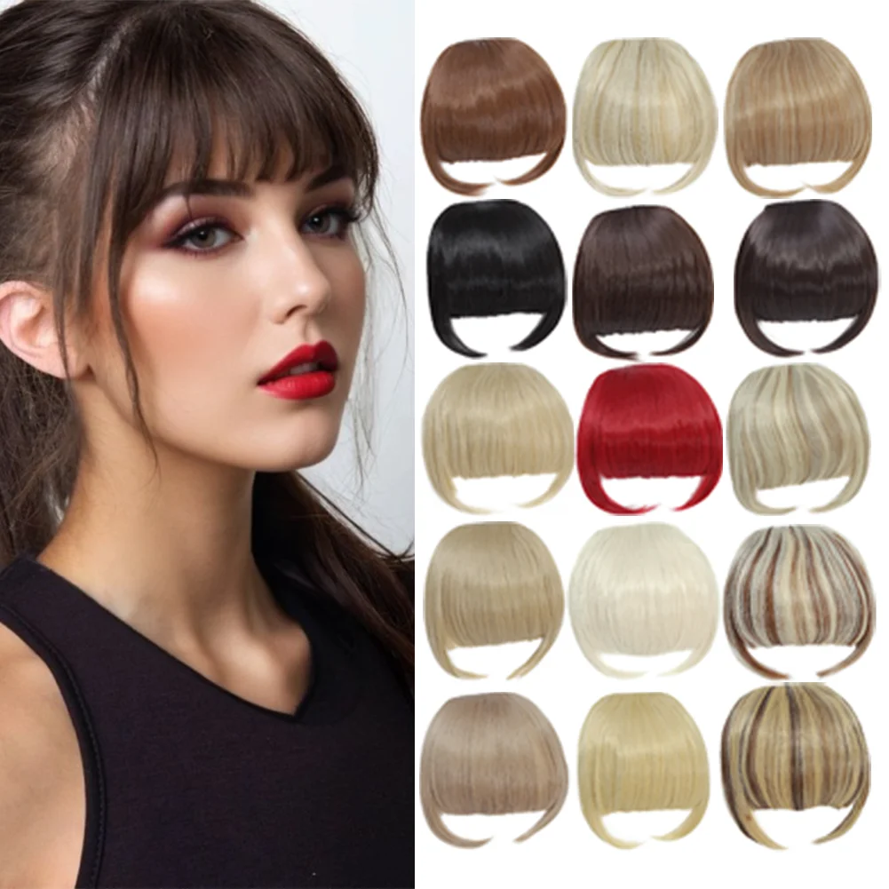 Haar-Pony-Clip auf Echthaar, gefälschter Pony, Clip-in-Haarverlängerung, Echthaar-Fransen, falsches Haarteil für Frauen, Clip-in-Pony