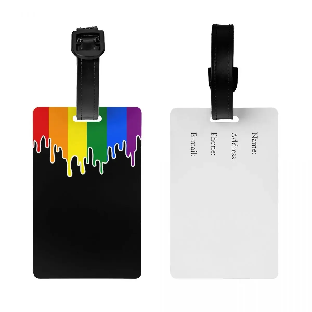 Gay Pride Flag Drip Luggage Tags for Travel Suitcase Rainbow LGBT Privacy Cover Name ID Card