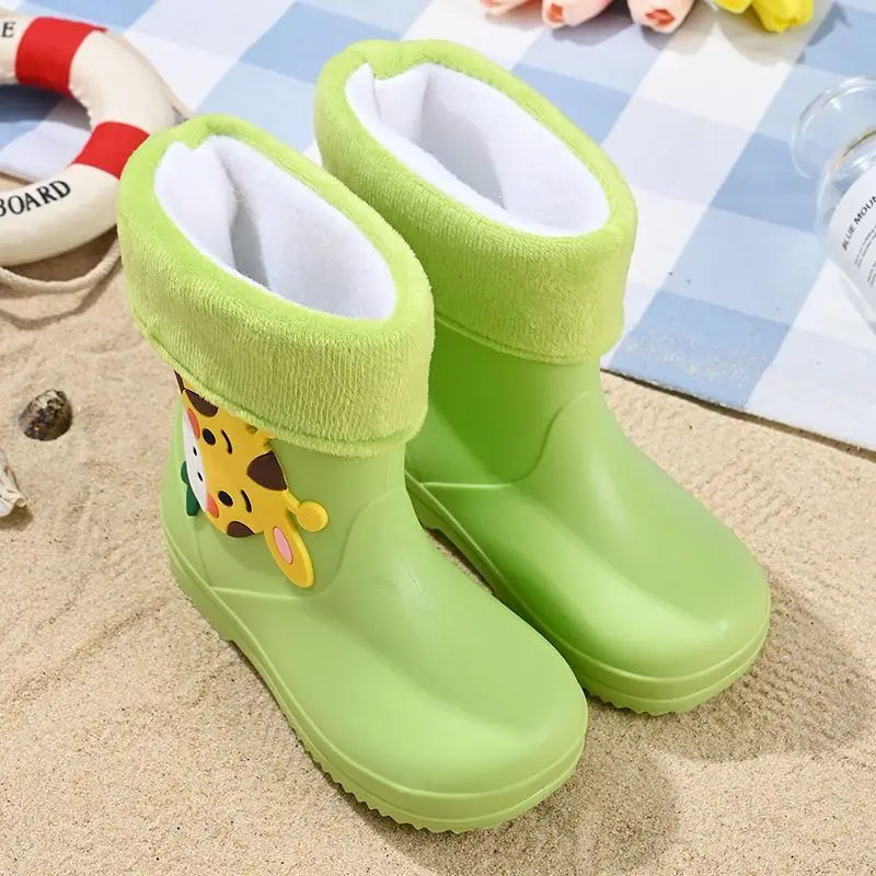 Hot Selling 2026 New Kids Rain Boots Non Slip Fleece Lined PVC Waterproof Boots for Toddler Kids Outdoor Play