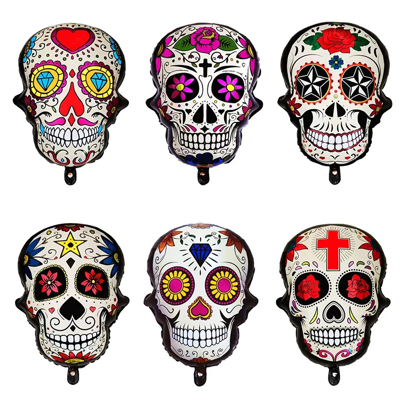 

4pcs Halloween Series Printed Skull Shape Aluminum Balloon Theme Party Decoration Aluminum Foil Ball Wholesale