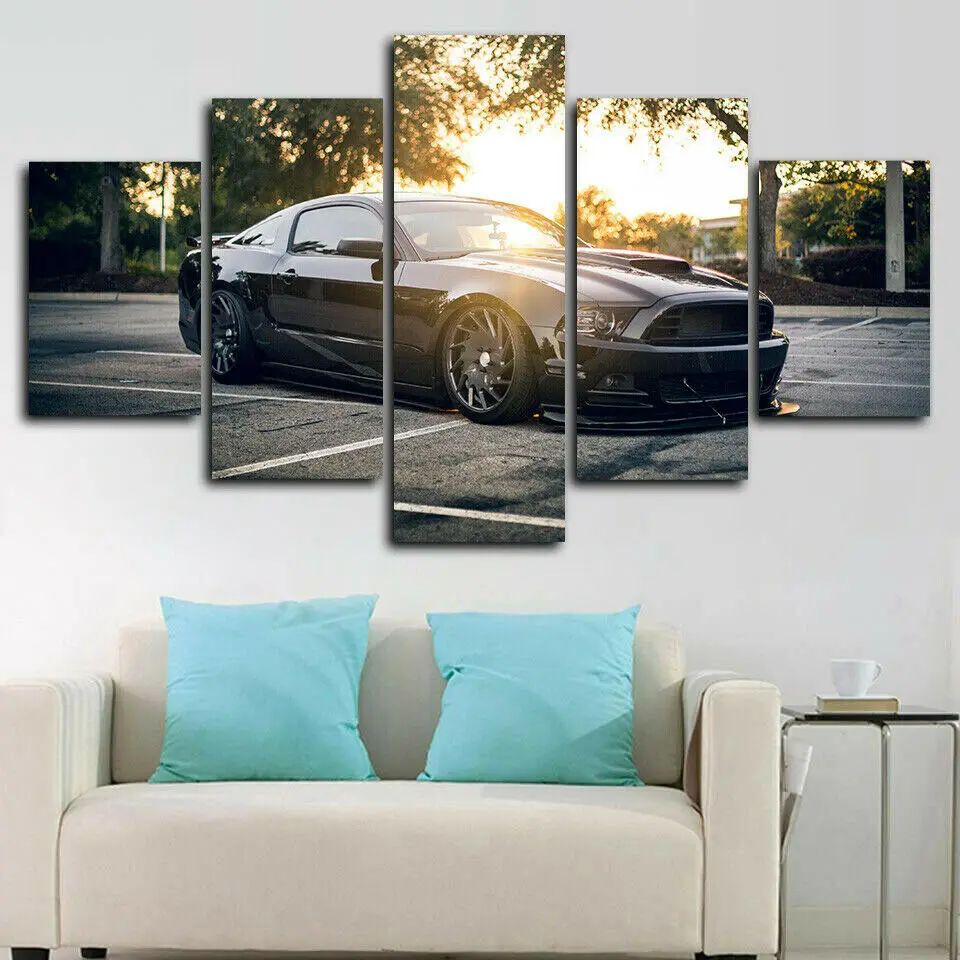 

Холст без рамки, 5 панелей, Ford Mustang Shelby, супер спортивный автомобиль, HD декоративные настенные художественные плакаты, картины для домашнего декора