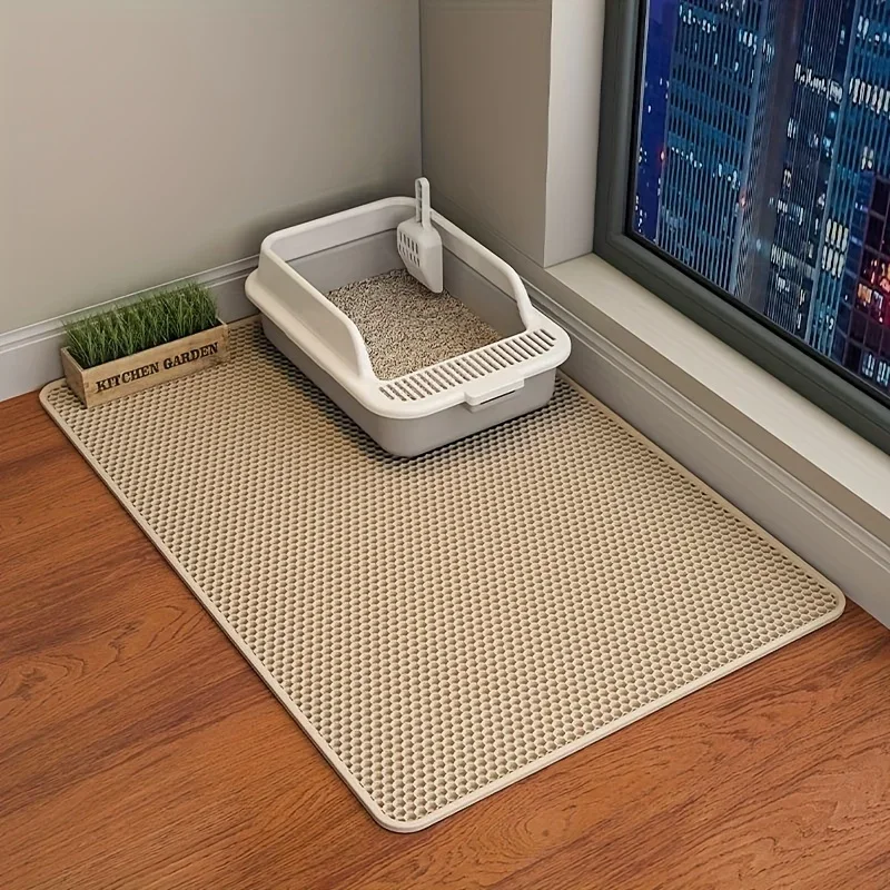

Non-slip Washable Cat Cleaning Mat for Pet Toilet Kennel Litter Box, Double Layer Honeycomb Design Cat Litter Trapping Mat