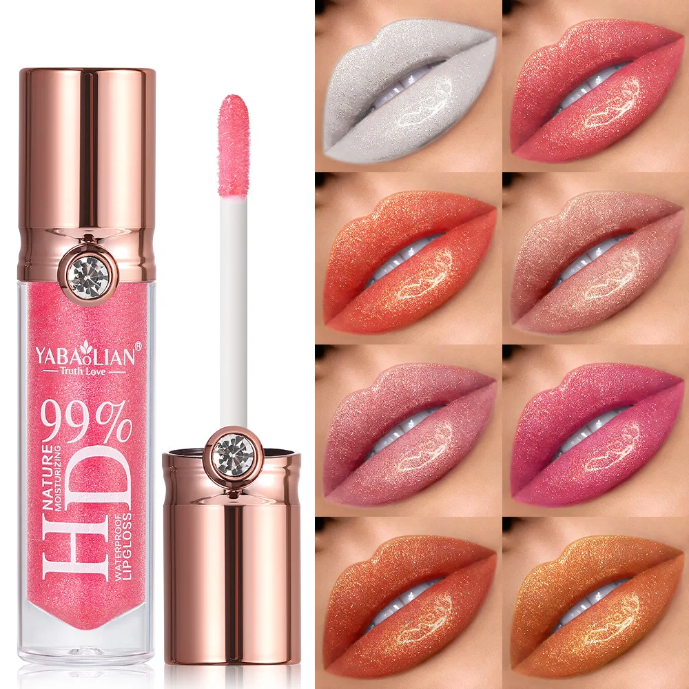 YABAOLIAN Water Light Refraction Sweet Crystal Transparent Lip Gloss Natural Long-lasting Moisturizing Lip Color Makeup