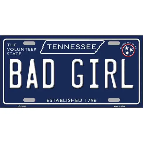 

Голубой необычный номерной знак Bad Girl Tennessee, Металлический Настенный декор