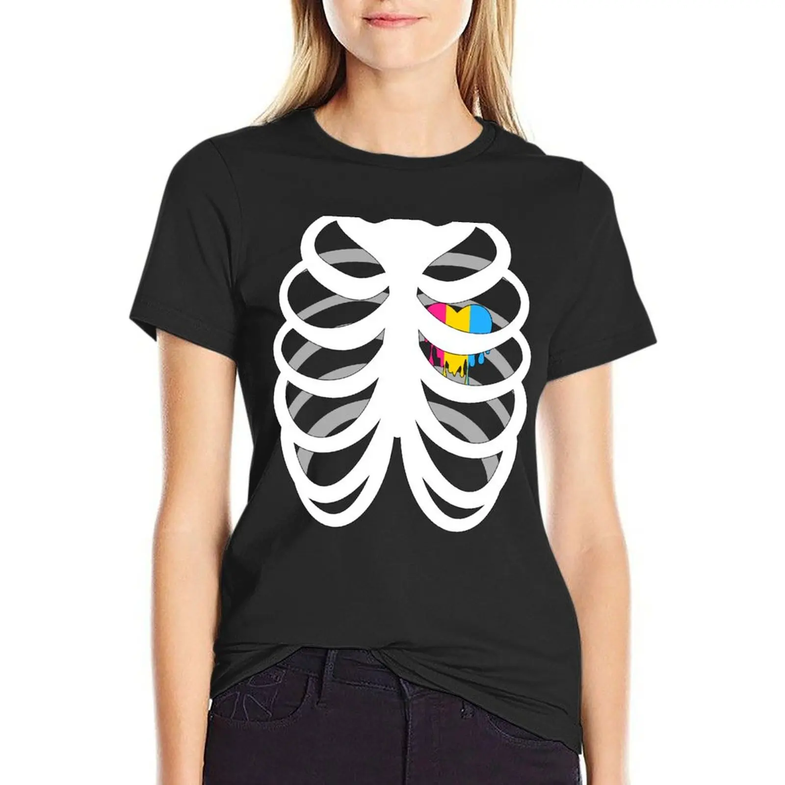 Skelehearts: Pansexual T-Shirt summer top Female clothing tops Women