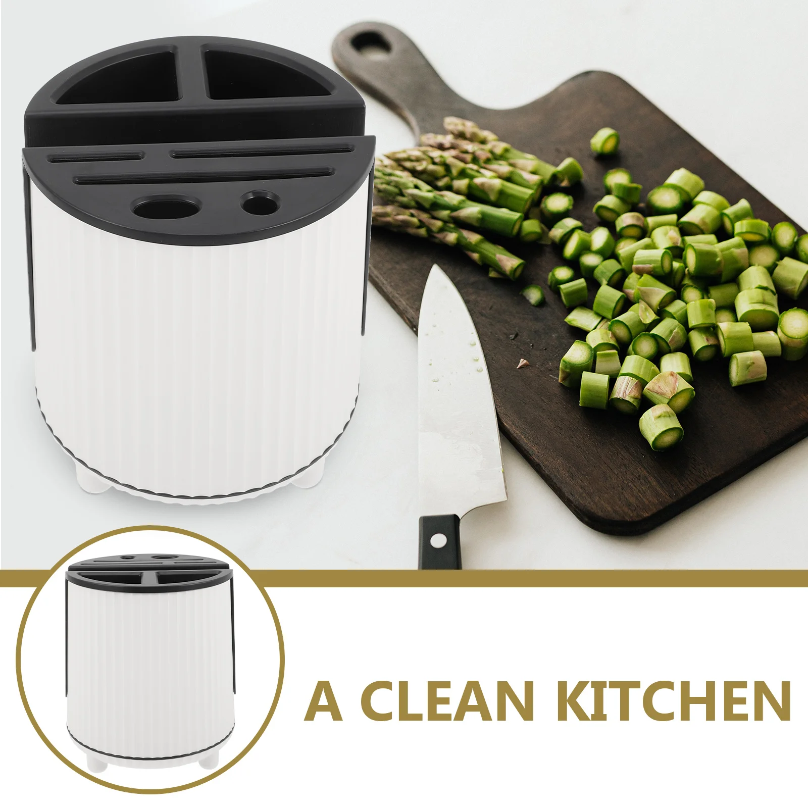 

Rotating Chopsticks Storage Rack White Kitchen Cutter Holder Large Capacity Partition Multifunctional Fork Spoon Rack Household