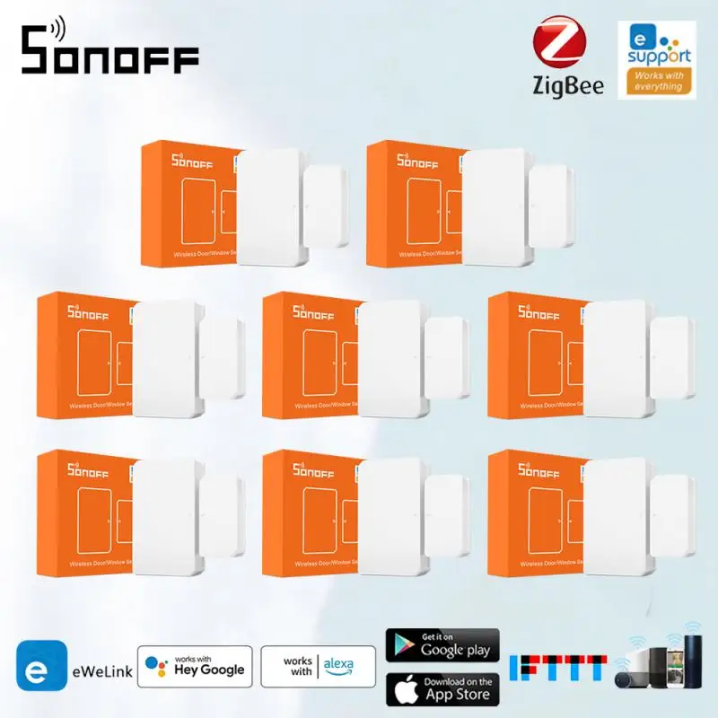 SONOFF-Sensor SNZB-04 Zigbee para puerta y ventana, Detector de seguridad inteligente, abierto y cerrado, ZBBridge necesario con Alexa y Google