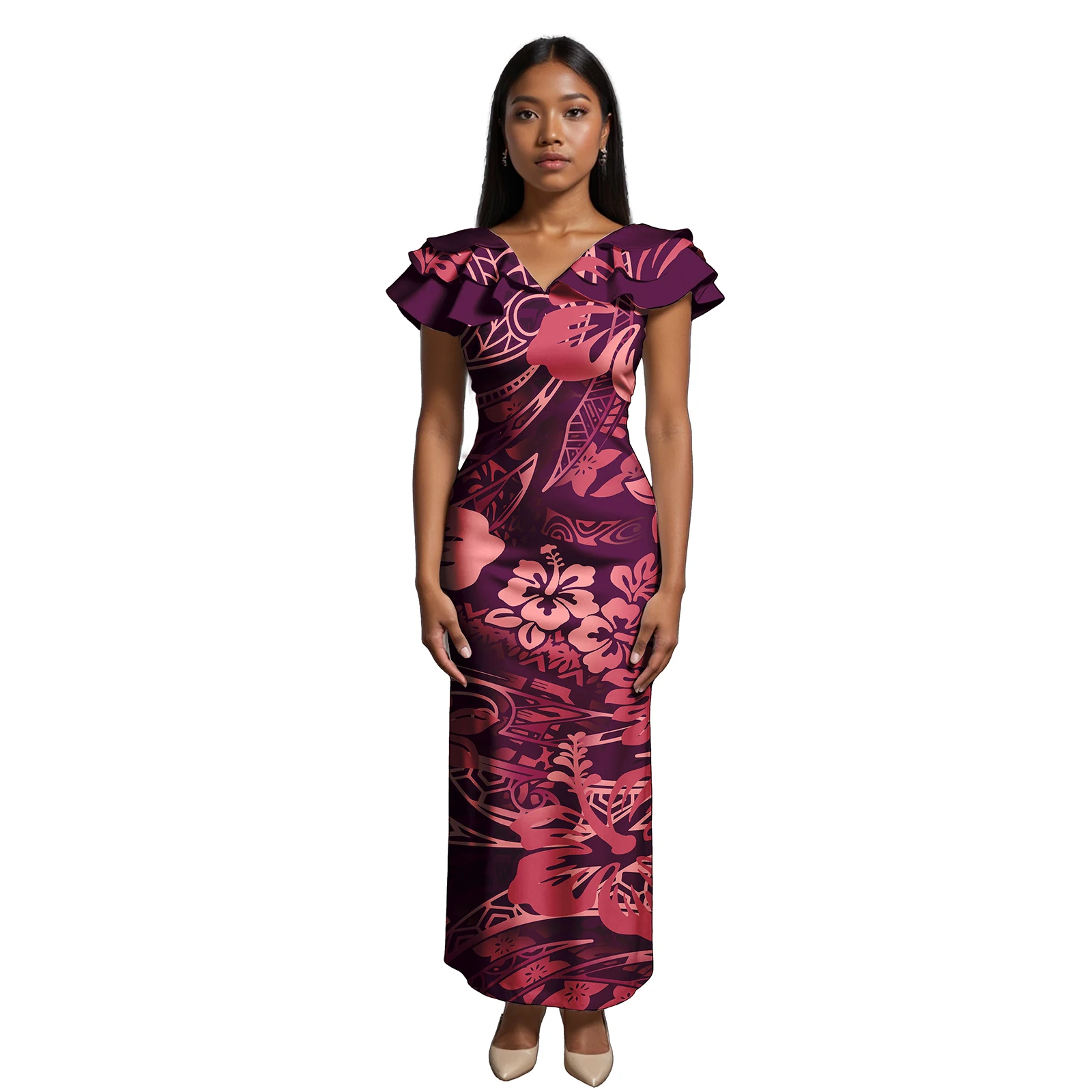 New 2025 Dress  Samoa Stylish Hawaii Polynesian Tribe Off Shoulder Casual Tapa Dress