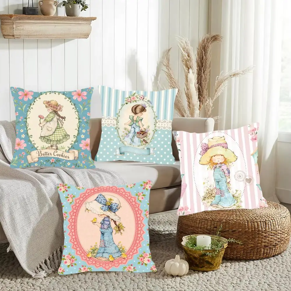 Art S-Sarah K-Kay Swing Girl Cushion Cover Luxury Soft Plush Pillowcase Double Side Cushion Cover Cozy Home Decor Unique Gifts