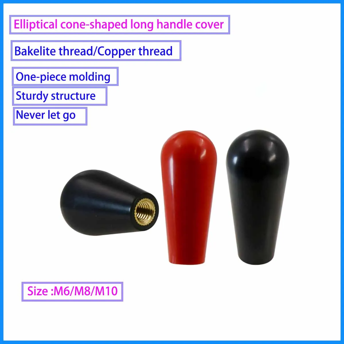 Elliptical Cone-Shaped Long Handle Sleeve Egg Shaped Operating Rod Sleeve Fixed Grip Electric Bakelite Core Copper Core M6M8M10