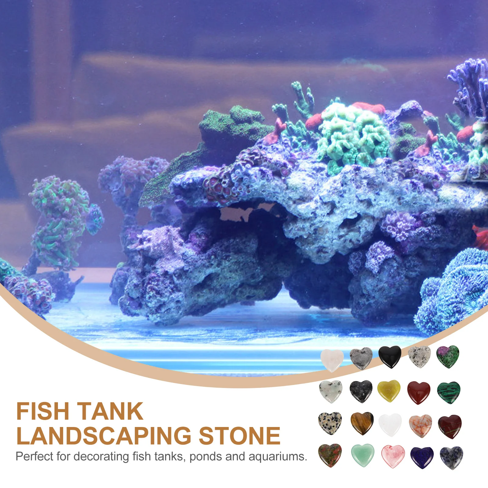

20Pcs Heart Crystal Stones Aquarium Landscape Decorations Fish Tank Crystal Stone Ornaments Decorative Aquarium Crystals