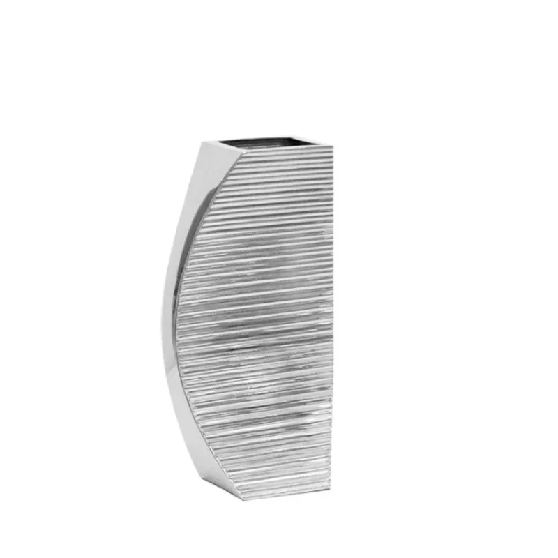 Modern simple silver electroplated stainless steel metal flower ware model room sales office dried flower flower insert home