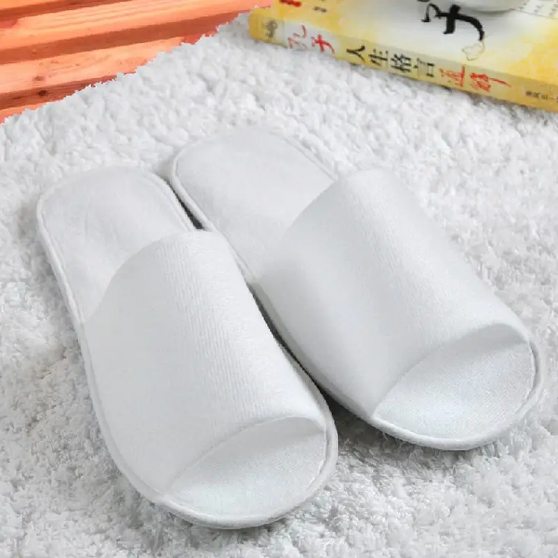 20 Pairs Hotel Disposable Slippers Spa Hotel Wedding Guest Slipper Towelling Terry Soft Toe Breathable Open Shoes Disposable