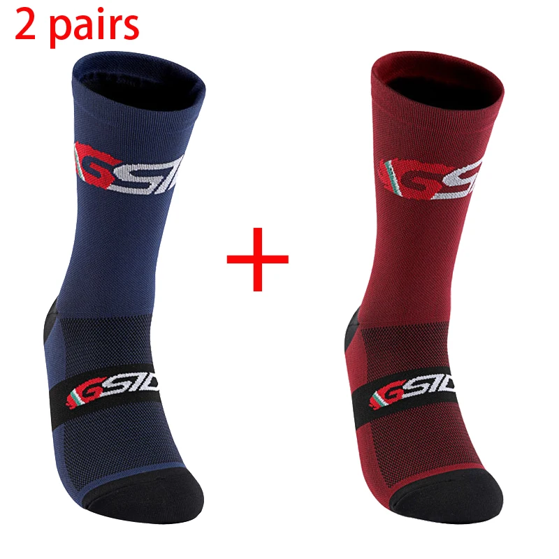2 paar 2023 Neue Radfahren Socken Fahrrad Krankenschwester Kompression Rennrad Laufen Mtb Kniehohe Weiß Sport Lustige Marke schwarz – Detail 7