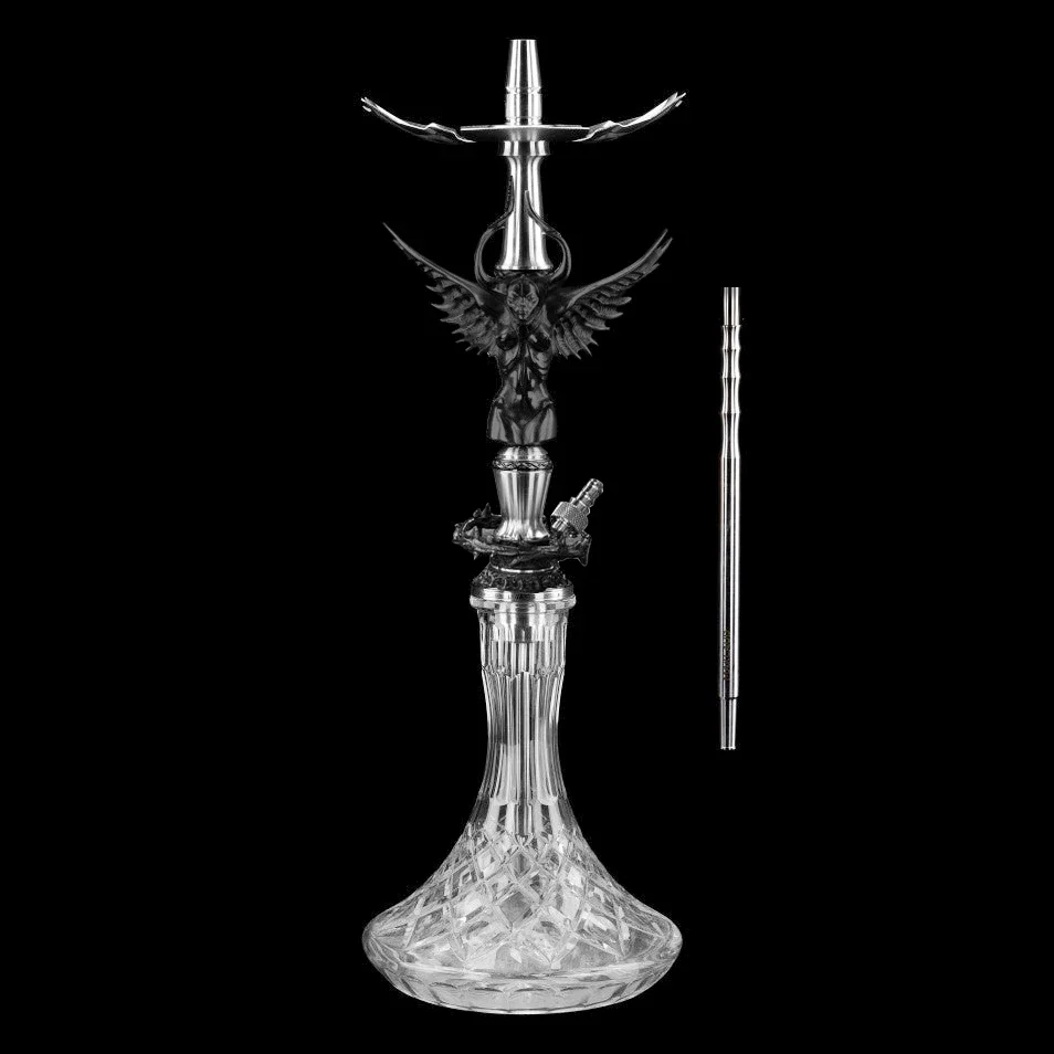 Maklaud Lady Adda Hookah Shisha Black High Quality Stainless Steel Large Hookah With Glass Bottle Single Pipe